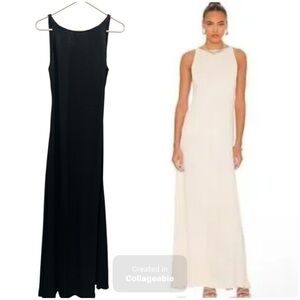 L’Academie Acton Black Satin Open Back Maxi Dress.Size S